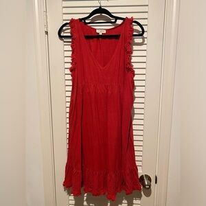 Umgee Red Sleeveless Linen Blend Dress Size L